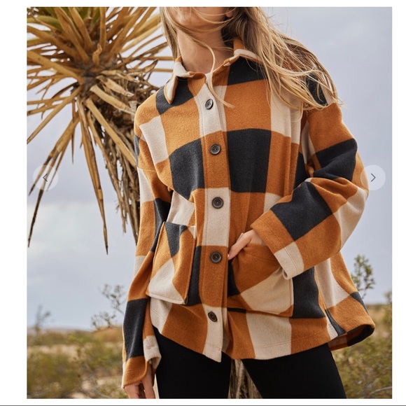 #14 ✨LAST ONE✨Boho Soft Textured Gingham Check Shirt Jacket - Picture 7 of 8